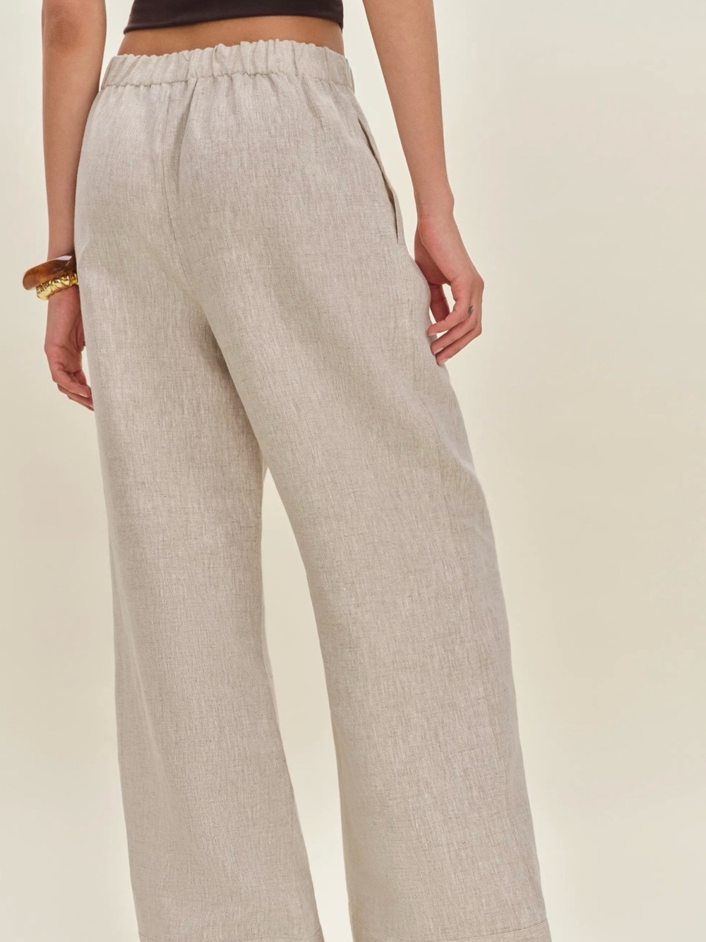 Reformation Fernando Linen Wide Leg Pant Natural - Size XS